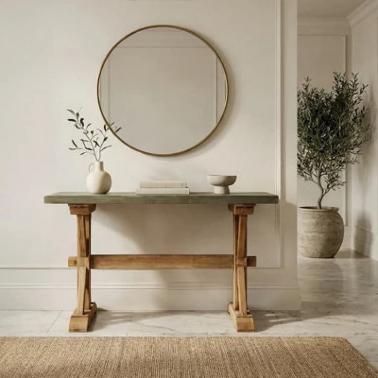 Image of Premier Housewares Traditional Wooden Console Table, Rustic Console Table, Wood Console Table, Traditional Console Table Natural