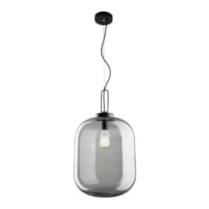 Image of Netlighting Merano Durham 25cm Globe Pendant Ceiling Light Black Aluminium, Smok