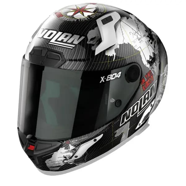 Image of Nolan X-804 RS Ultra Carbon Checa 024 White Replica Full Face Helmet Size 2XL