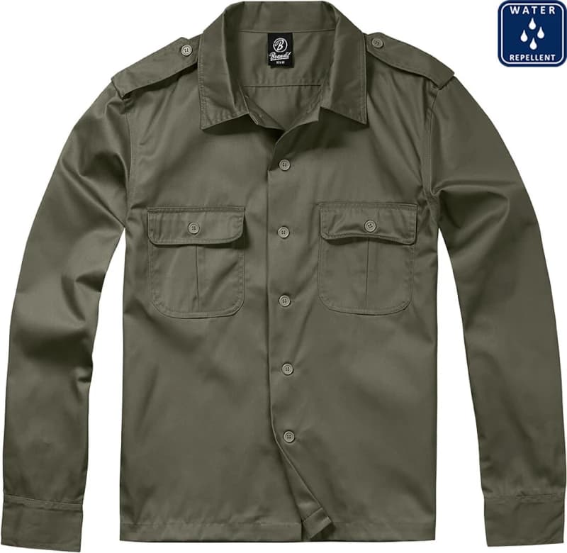 Image of Brandit Us Shirt Long Sleeve Olive Size Large