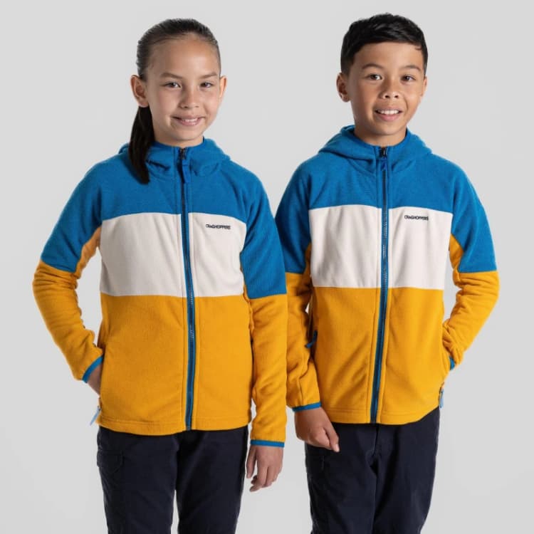 Image of Craghoppers Boys Bindloe Full Zip Hooded Fleece Jacket 7-8 years - Chest 24.75-26.5' (63-67cm) Howl Black/Yellow CKA263B-H00-7