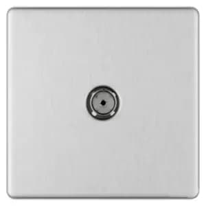 Image of Bg Brushed Steel 1 Gang Coaxial Socket - Screwless Flatplate - 286904