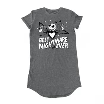 Image of Nightmare Before Christmas - Best Nightmare Womens Large T-Shirt Dress - Grey
