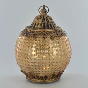 Image of LED Lantern Gold Pomegranate H15.5cm