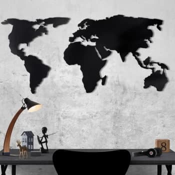 Image of World Map Silhouette XL - Black Decorative Metal Wall Accessory