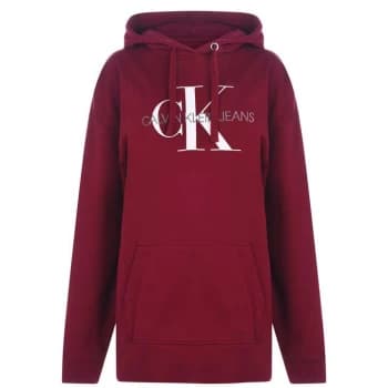 Image of Calvin Klein Jeans Washed Mono Hoodie - Beet Red