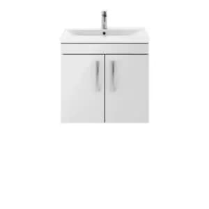 Image of Nuie Athena 600 Wall Hung 2-door Vanity & Mid-edge Basin - Gloss Grey Mist
