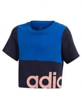 Image of Adidas Girls Linear T-Shirt - Navy