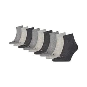 Image of Puma Short Crew Unisex Sports Socks with Terry Sole Pack of 9, Unisex, 800 - anthraci/l mel grey/m me, 47-49 (EU)