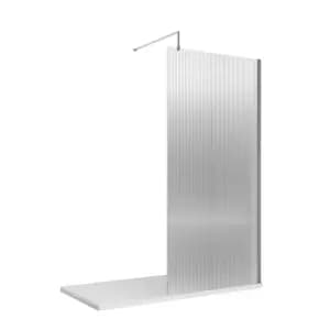Image of Nuie 800x1850 Fluted Wetroom Screen With Bar - Polished Chrome