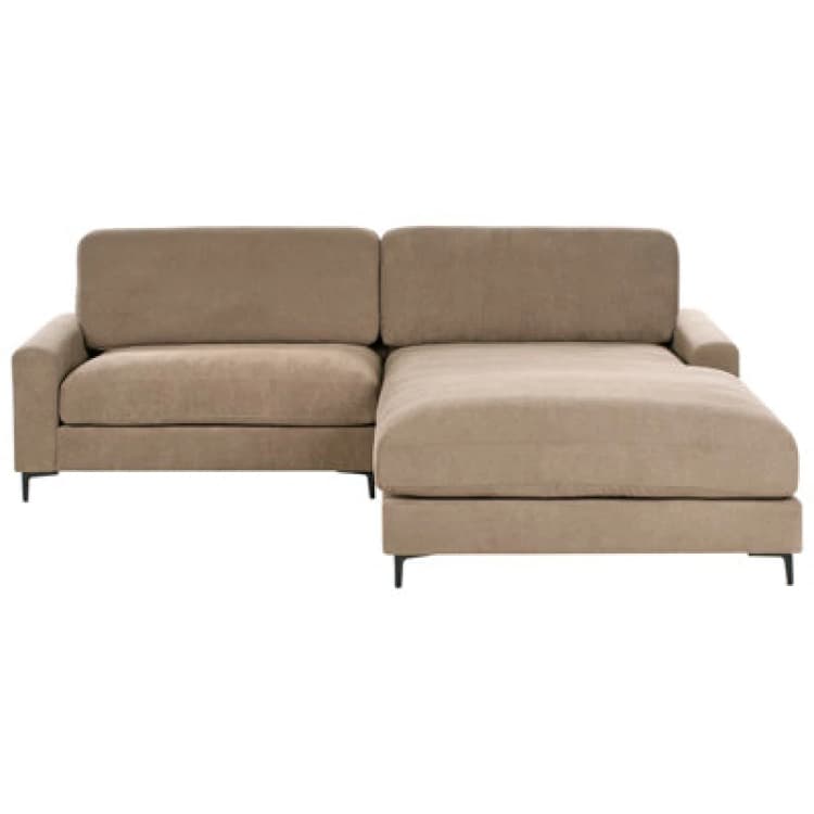 Image of Beliani Corner Sofa 3 Seater Maloy Fabric Brown Left Hand