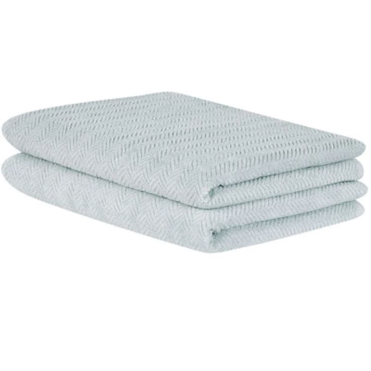 Image of Beliani Set Of 2 Towels Mitiaro Terry Cotton Mint Green