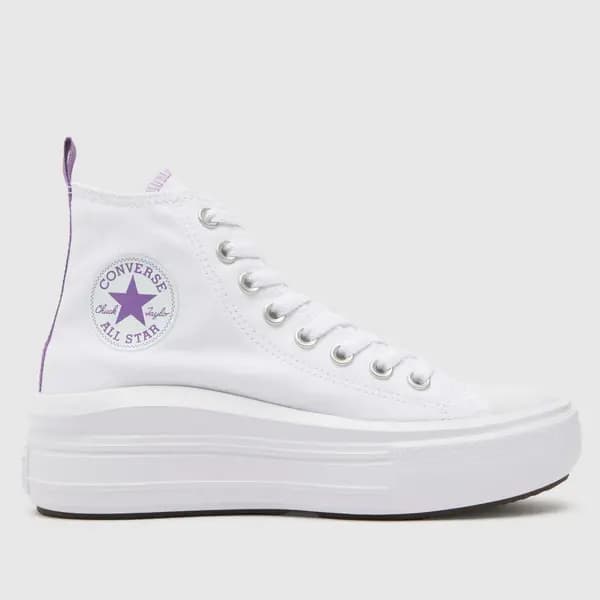 Image of Converse white all star move platform Girls Youth trainers White UK 4 (EU 37)