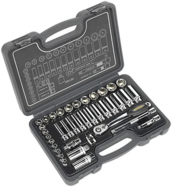 Image of Genuine SEALEY AK7952 Socket Set 38pc 3/8Sq Drive 6pt WallDrive® Metric