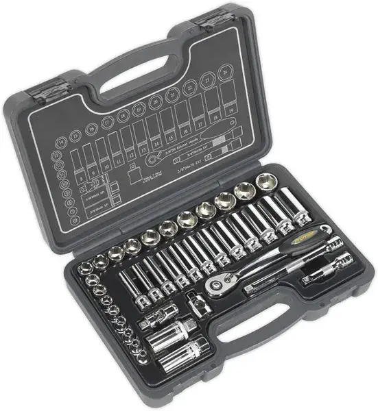 Image of Genuine SEALEY AK7952 Socket Set 38pc 3/8Sq Drive 6pt WallDrive® Metric