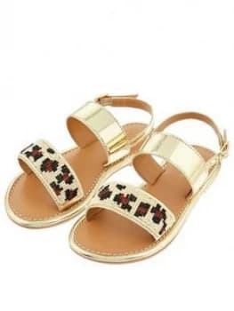 Image of Monsoon Girls Zadie Beaded Animal Sandal - Gold, Size 9 Younger