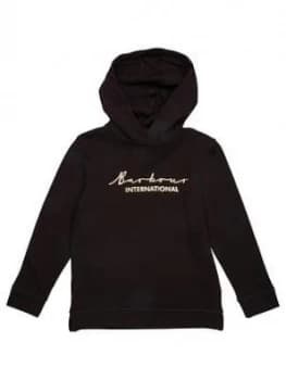Image of Barbour International Girls Grid Hoodie - Black, Size Age: 10-11 Years, Women