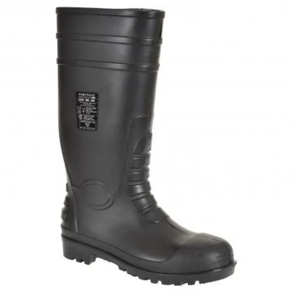 Image of Portwest Total S5 Safety Wellington Boots FW95BKR40 Colour: Black