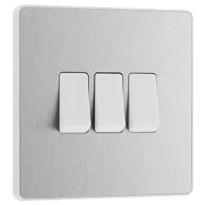 Image of BG Evolve Brushed Steel 20A 16Ax Triple Light Switch - 2 Way