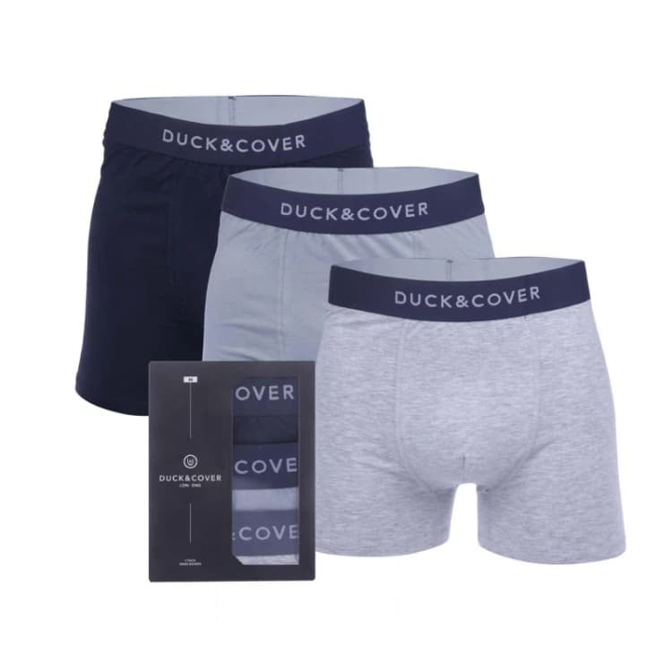 Image of Duck and Cover Sagnet 3 Pack Boxer Shorts Navy Grey male XL