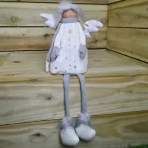 Image of Festive Christmas Angel With Cosy Christmas Jumper On And Dangle Legs, 1 Button