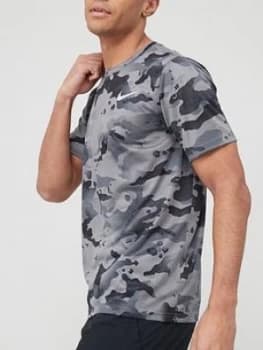Image of Nike Training Dry Camo T-Shirt - Grey, Size S, Men