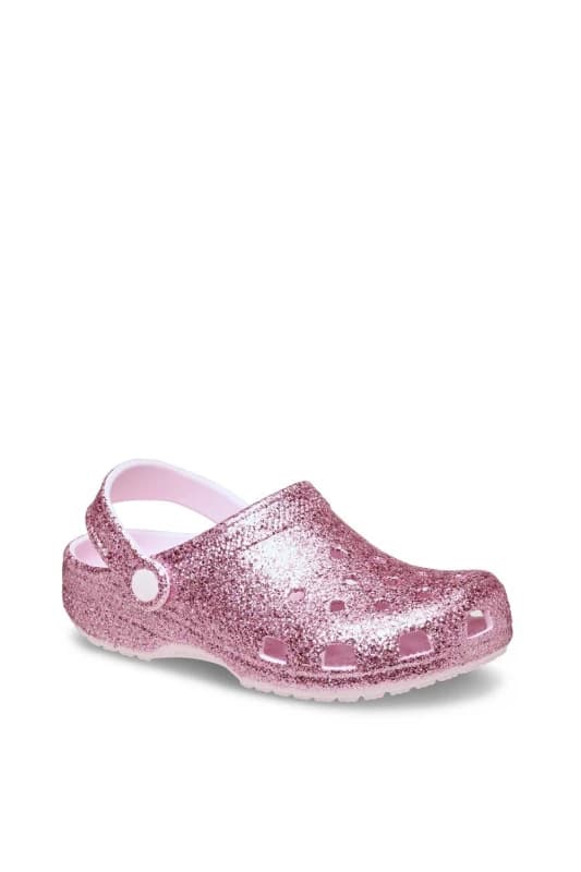 Image of Crocs Kids Classic Chunky Glitter Clogs Pink Milk C13