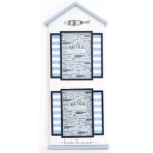 Image of Sea Shore Beach Hut Fish Double Photo Frames
