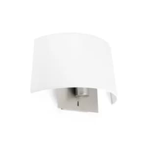Image of Volta 1 Light Indoor Wall Lamp White, Satin Nickel, E27