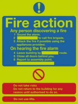 Image of Signslab 300x250 Fire Actn Std S/a Nglo