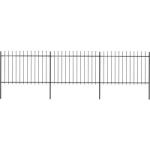 Image of Garden Fence with Spear Top Steel 5.1x1.2 m Black Vidaxl Black
