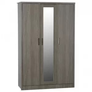 Image of Lisbon 3 Door Black Woodgrain Wardrobe