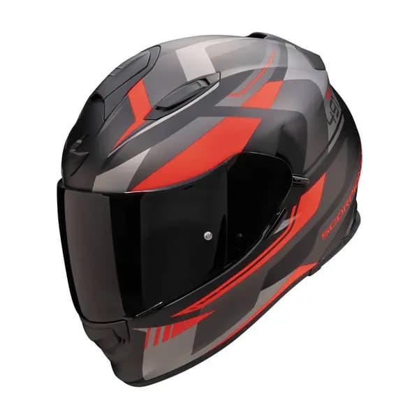 Image of Scorpion EXO-491 Abilis Matt Black Silver Red Full Face Helmet Size XL