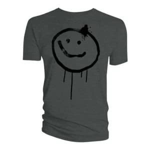 Image of Sherlock - Graffiti Smiley Face Mens Medium T-Shirt - Charcoal Grey
