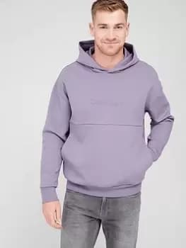 Image of Calvin Klein Comfort Debossed Logo Hoodie, Purple, Size XL, Men