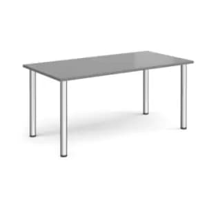 Image of Rectangular chrome radial leg meeting table 1600mm x 800mm - onyx grey