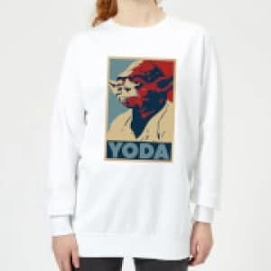 Image of Star Wars Yoda Poster Womens Sweatshirt - White - XXL