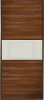 Image of Wickes Sliding Wardrobe Door Fineline Walnut Panel and Soft White Glass - 2220 x 610mm