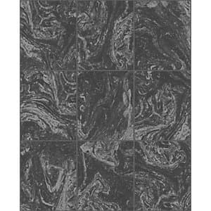 Image of Contour Glitter Marble Tile Black Decorative Wallpaper - 10m