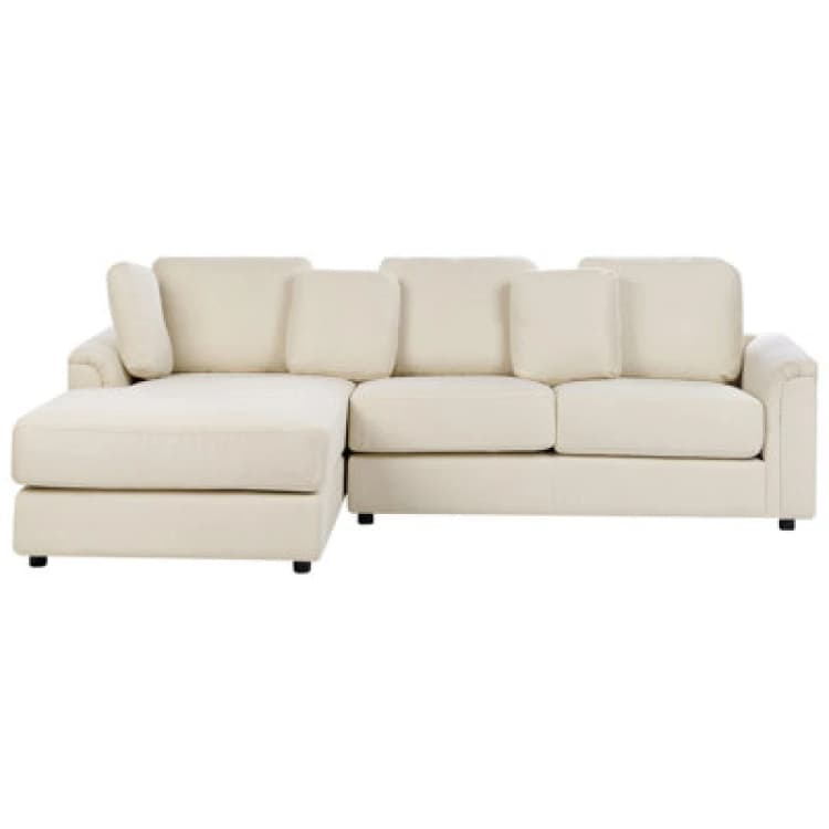 Image of Beliani Corner Sofa 4 Seater Kohlo Fabric Light Beige Right Hand