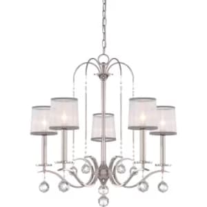 Image of Whitney 5 Light Multi Arm Chandelier Silver Finish, E14
