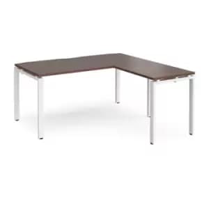 Image of Bench Desk Add On Return Desk 1600mm Walnut Tops With White Frames Adapt