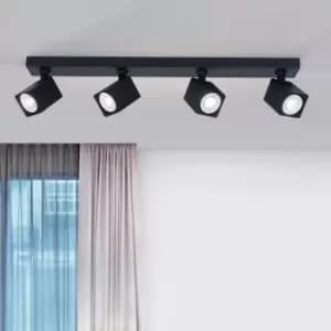 Image of 4 Light GU10 Square Spotlight 4x GU10 Black Linear