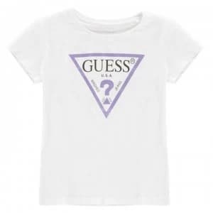 Image of Guess Logo T Shirt - White/Pink TWHT