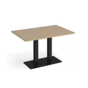 Image of Eros rectangular dining table with flat Black rectangular base and twin uprights 1200mm x 800mm - kendal oak