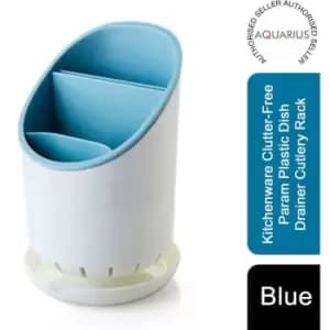 Image of Kitchenware Clutter-Free Param Plastic Dish Drainer Cutlery Rack - Blue