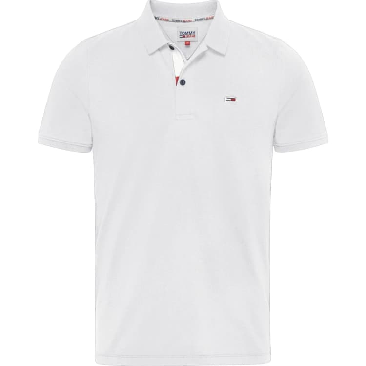 Image of Tommy Jeans Mens Slim Short-Sleeve Polo Shirt White male S