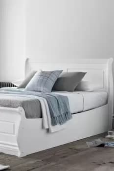 Image of Marseille White Wooden Ottoman Storage Bed Frame