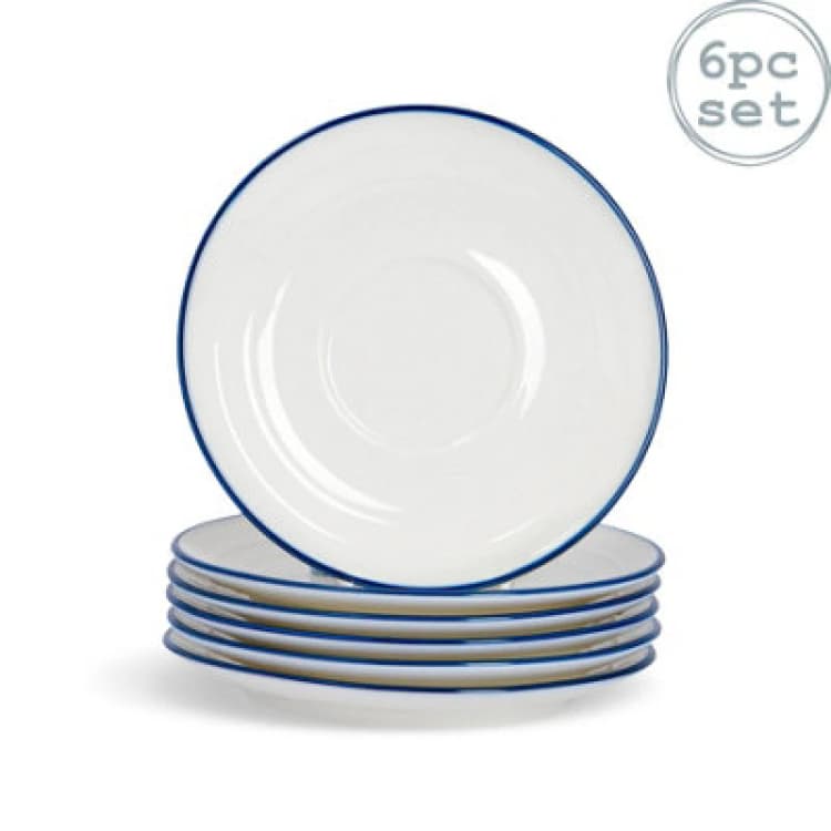 Image of Nicola Spring White Farmhouse Espresso Saucers - 13cm - Pack of 6 White
