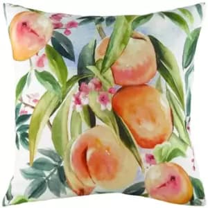 Image of Fruit Peaches Printed Cushion Multicolour, Multicolour / 43 x 43cm / Polyester Filled